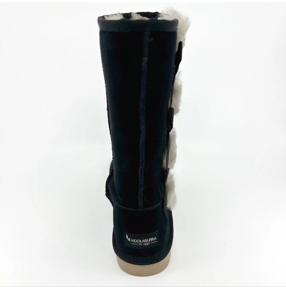 🖤EUC UGG Koolaburra 1015875 Victoria Tall Suede Fur Lined Boot, Black, 6 - Picture 6 of 10